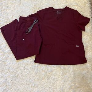Figs scrub set burgundy maroon large petite